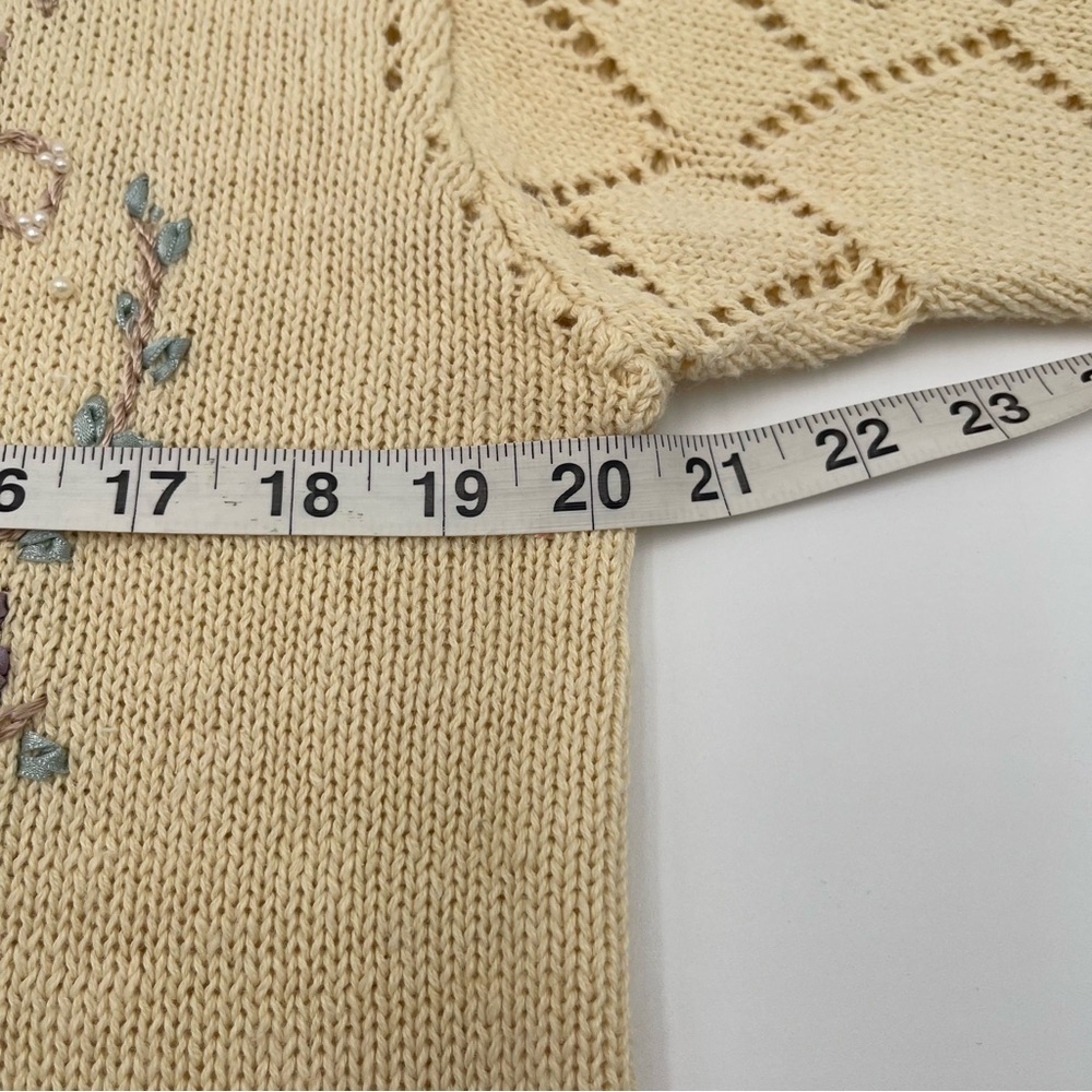 Vtg 80s 90s Erika Embroidered Knit Cardigan Sweater Womens Size L Floral Cottage - Picture 11 of 14